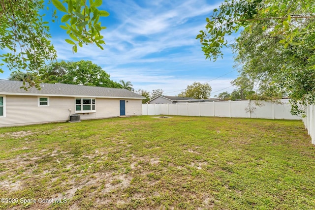 view of yard featuring a fenced backyard