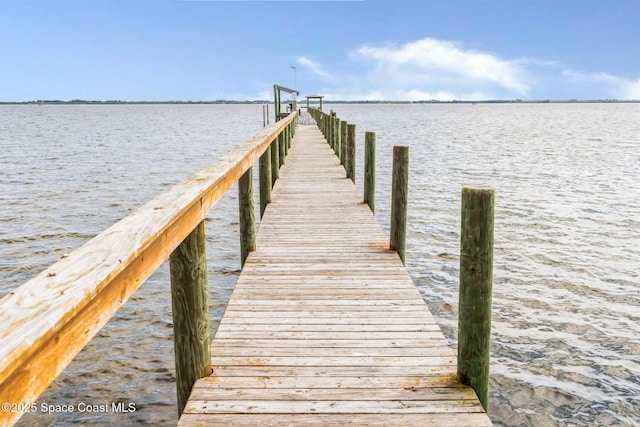 view of dock featuring a water view