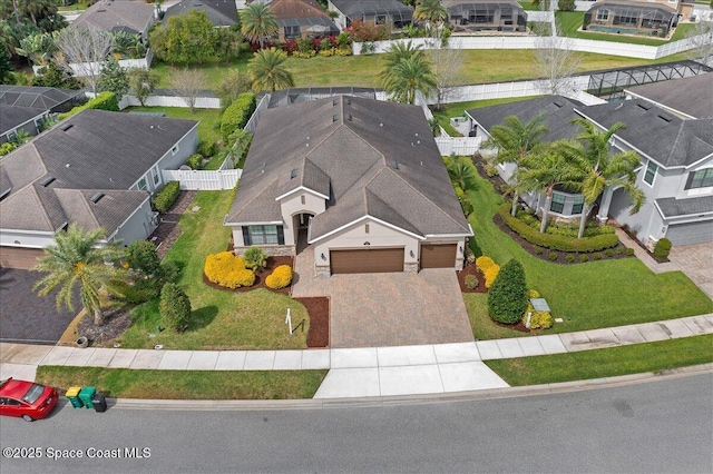 drone / aerial view with a residential view