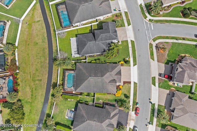 aerial view with a residential view