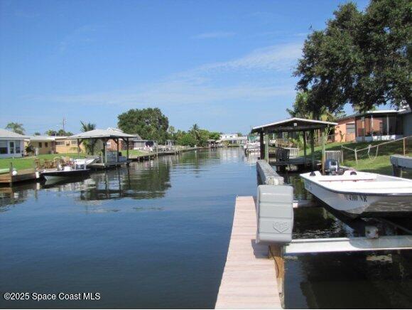 dock area with a water view