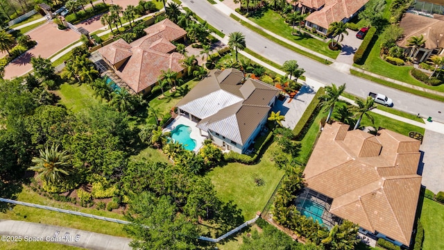 drone / aerial view with a residential view