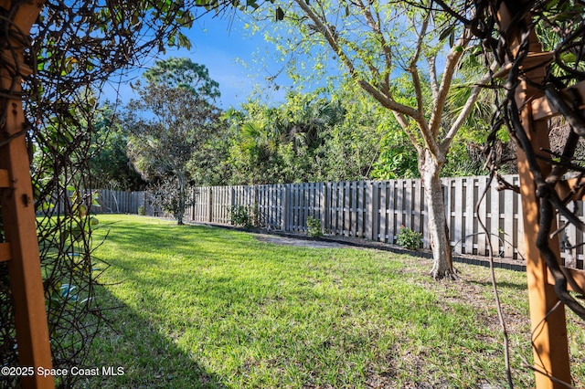 view of yard featuring a fenced backyard