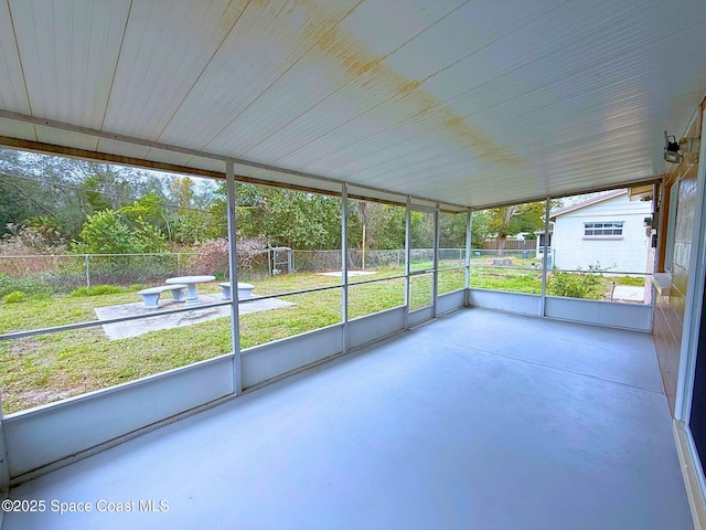 view of unfurnished sunroom