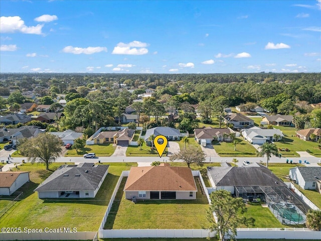 aerial view with a residential view