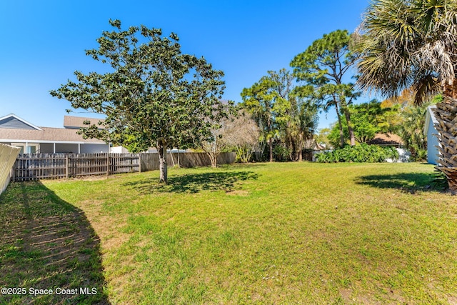 view of yard featuring a fenced backyard