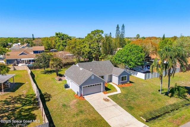 drone / aerial view with a residential view