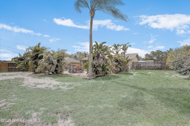 view of yard featuring a fenced backyard