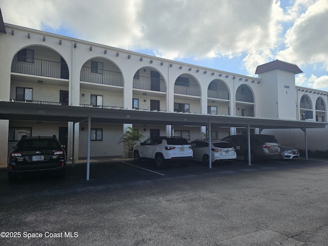 view of covered parking lot