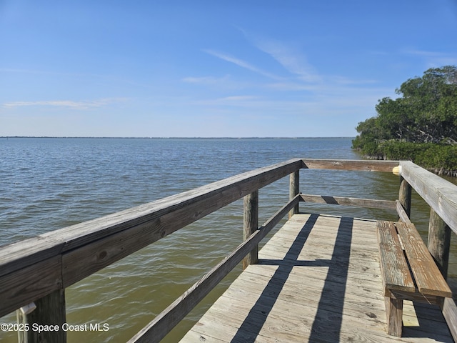 view of dock featuring a water view