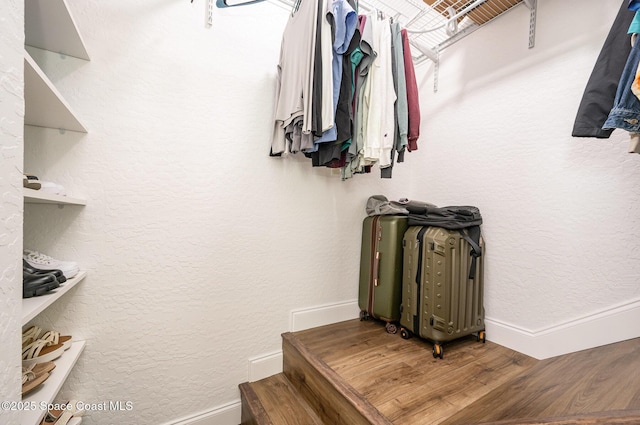 spacious closet featuring wood finished floors