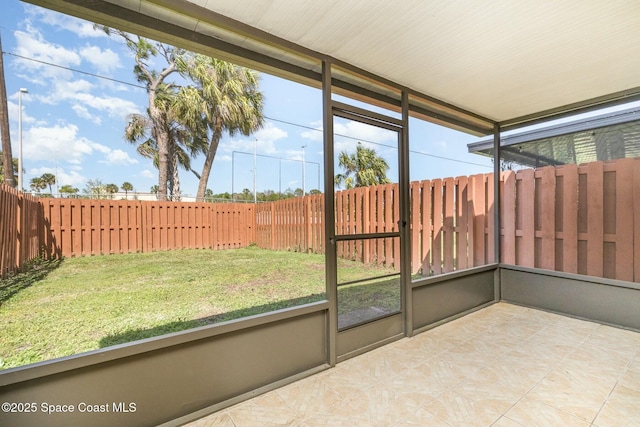 view of unfurnished sunroom