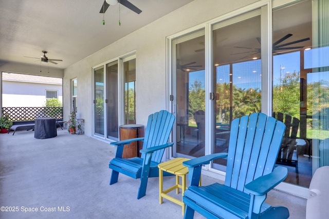 view of patio / terrace with ceiling fan