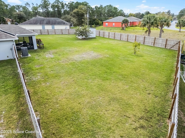 view of yard with a fenced backyard