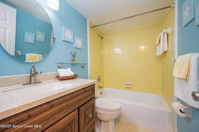 full bathroom with vanity, shower / bathing tub combination, and toilet