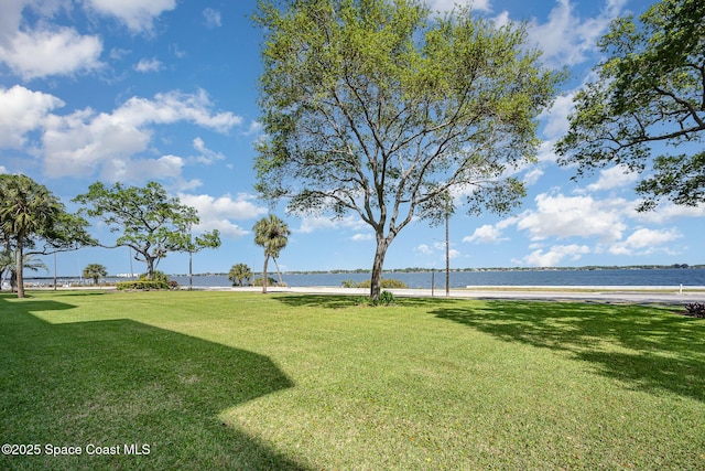 view of yard featuring a water view