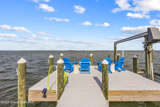 dock area featuring a water view