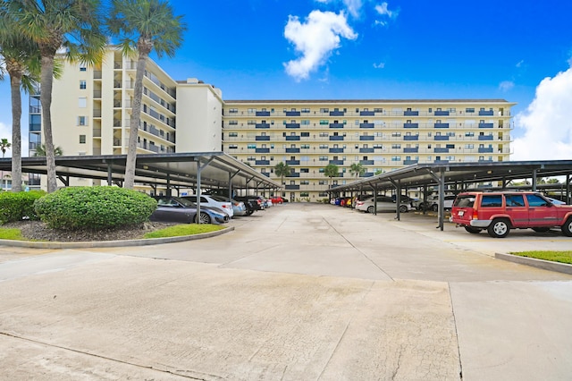 view of covered parking lot