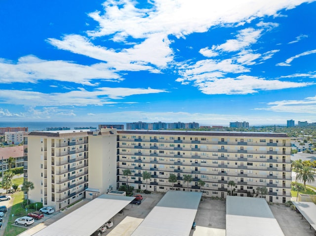 birds eye view of property with a view of city