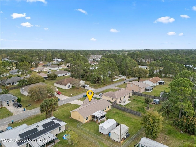 drone / aerial view with a residential view