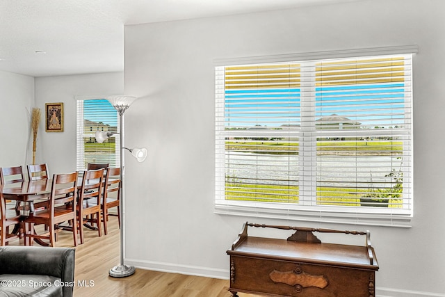 interior space featuring baseboards and wood finished floors