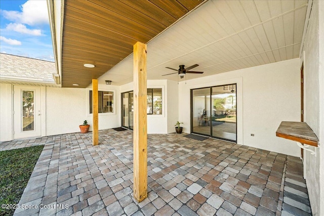 view of patio with a ceiling fan