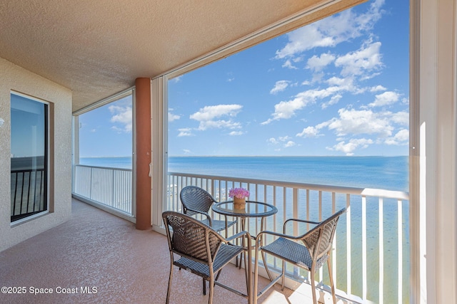 balcony with a water view