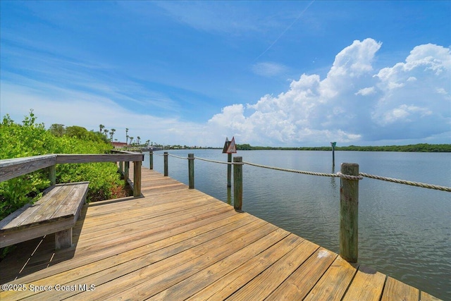 view of dock featuring a water view