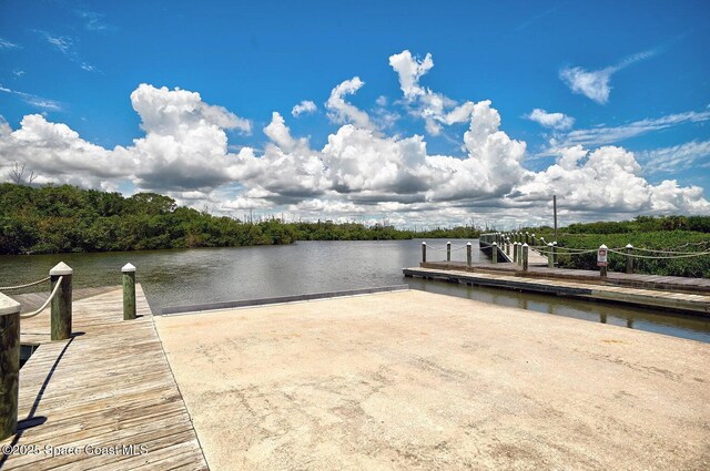 view of dock featuring a water view