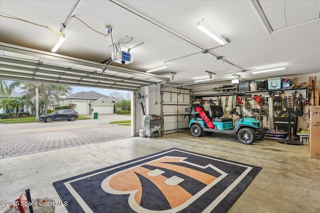 garage with a garage door opener