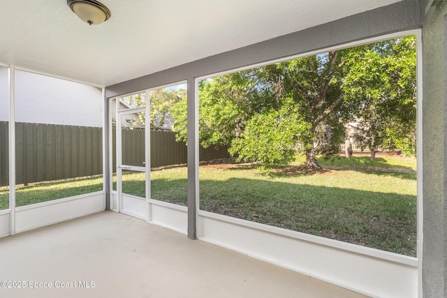 view of unfurnished sunroom