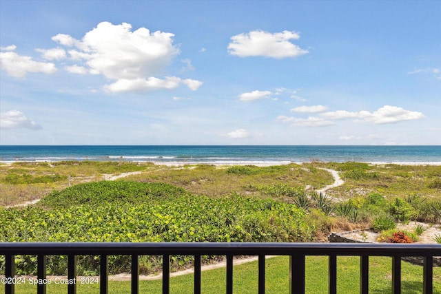 view of water feature featuring a beach view