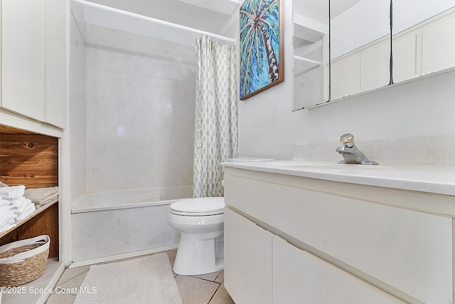 112 Sunset Dr, Cocoa Beach, FL 32931 - full bath with toilet, vanity, tile patterned flooring, and shower / bath combination with curtain