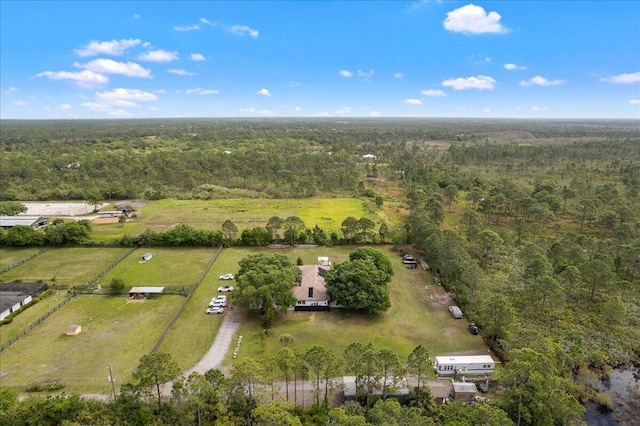 bird's eye view featuring a view of trees