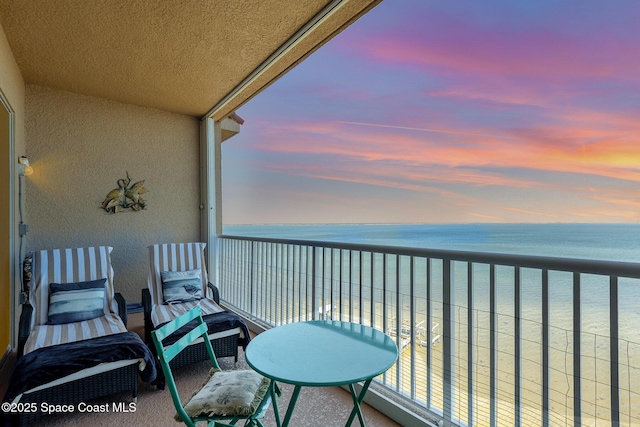 balcony with a water view