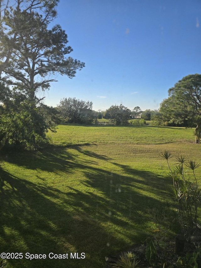 view of yard with a rural view