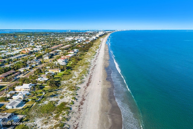 aerial view with a beach view and a water view