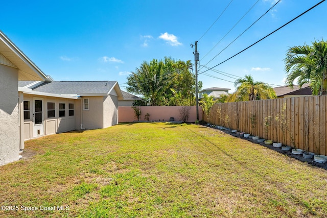 view of yard featuring a fenced backyard