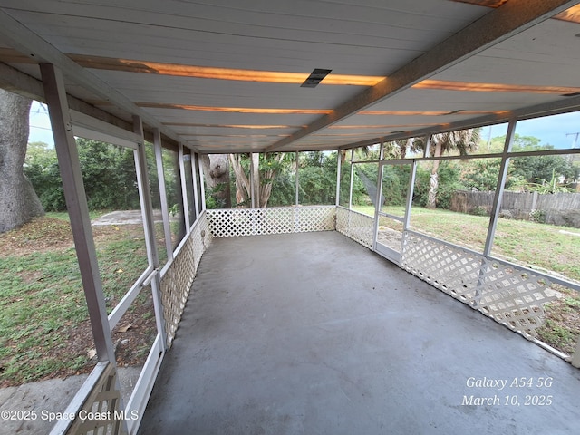 view of unfurnished sunroom