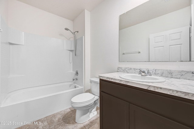 full bath featuring vanity, toilet, and shower / bath combination