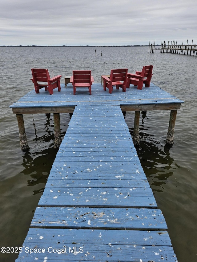 dock area featuring a water view