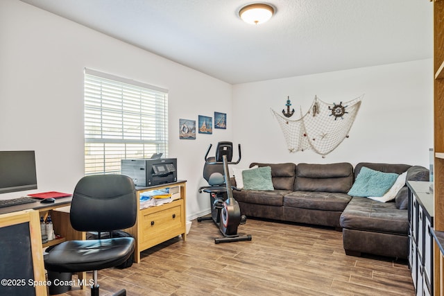 home office featuring light wood-style floors