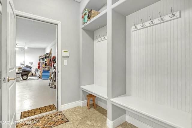 mudroom featuring baseboards