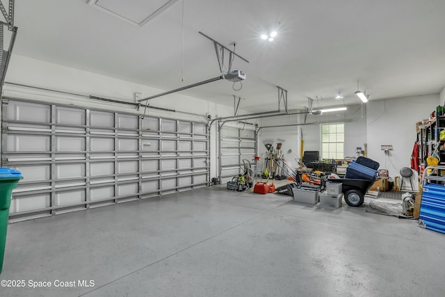 garage with a garage door opener