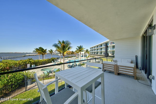 balcony with a water view