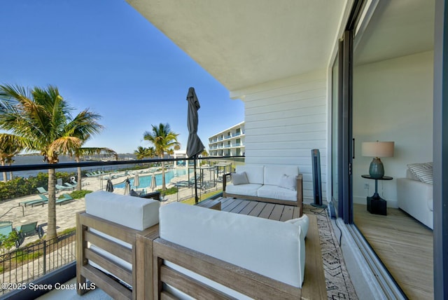 balcony with a water view