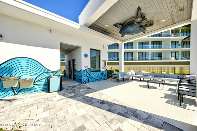 view of patio with an outdoor hangout area