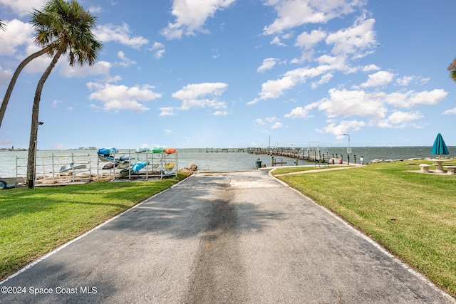 water view featuring a boat dock