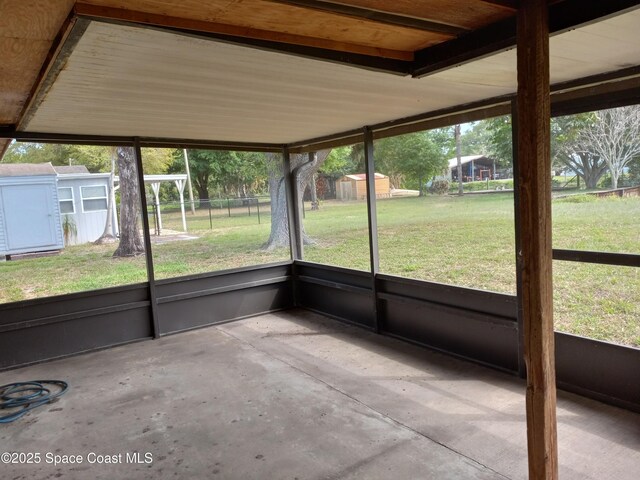 view of unfurnished sunroom