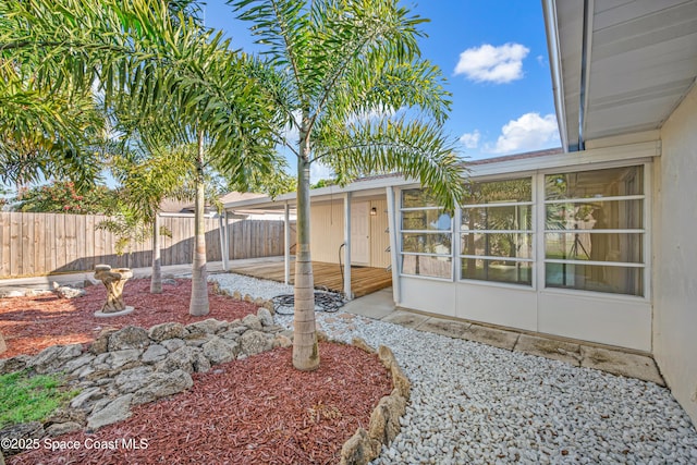 view of yard with a patio area and fence